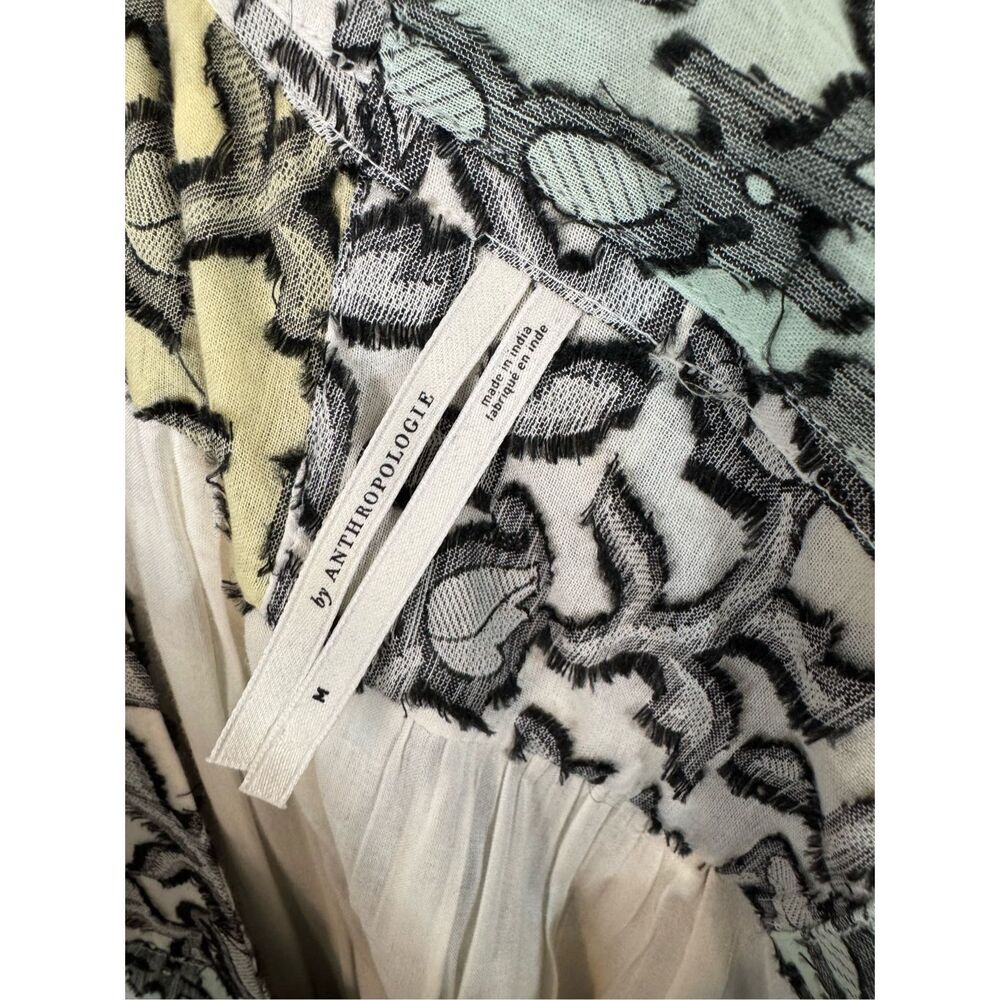 ANTHROPOLOGIE * V-Neck Textured Midi Dress medium patchwork - Picture 9 of 13